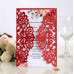 Wine Red Wedding Invitation Card With Ribbon Holiday Greeting Card Laser Cut